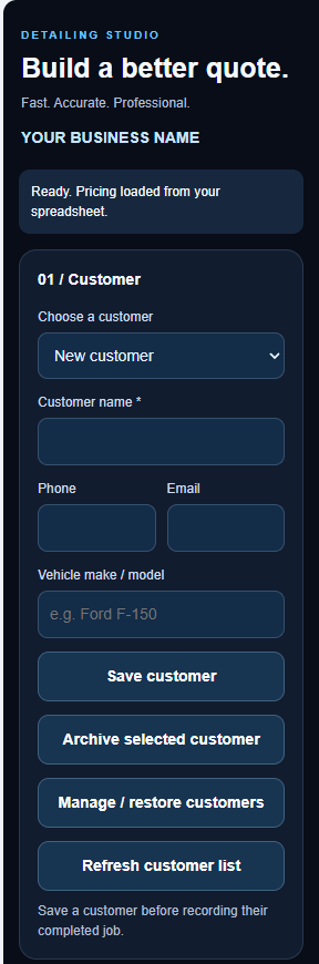 Customer sidebar