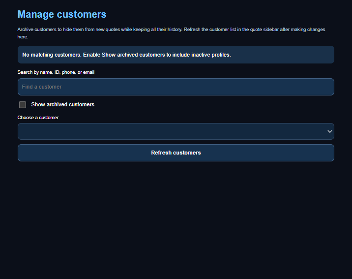 Manage customers