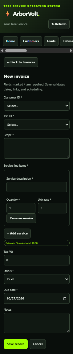 Invoice builder