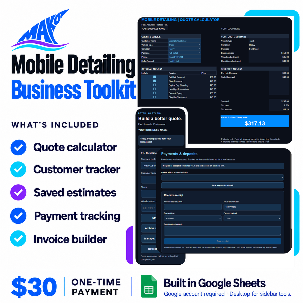 Mako Mobile Detailing premade CRM