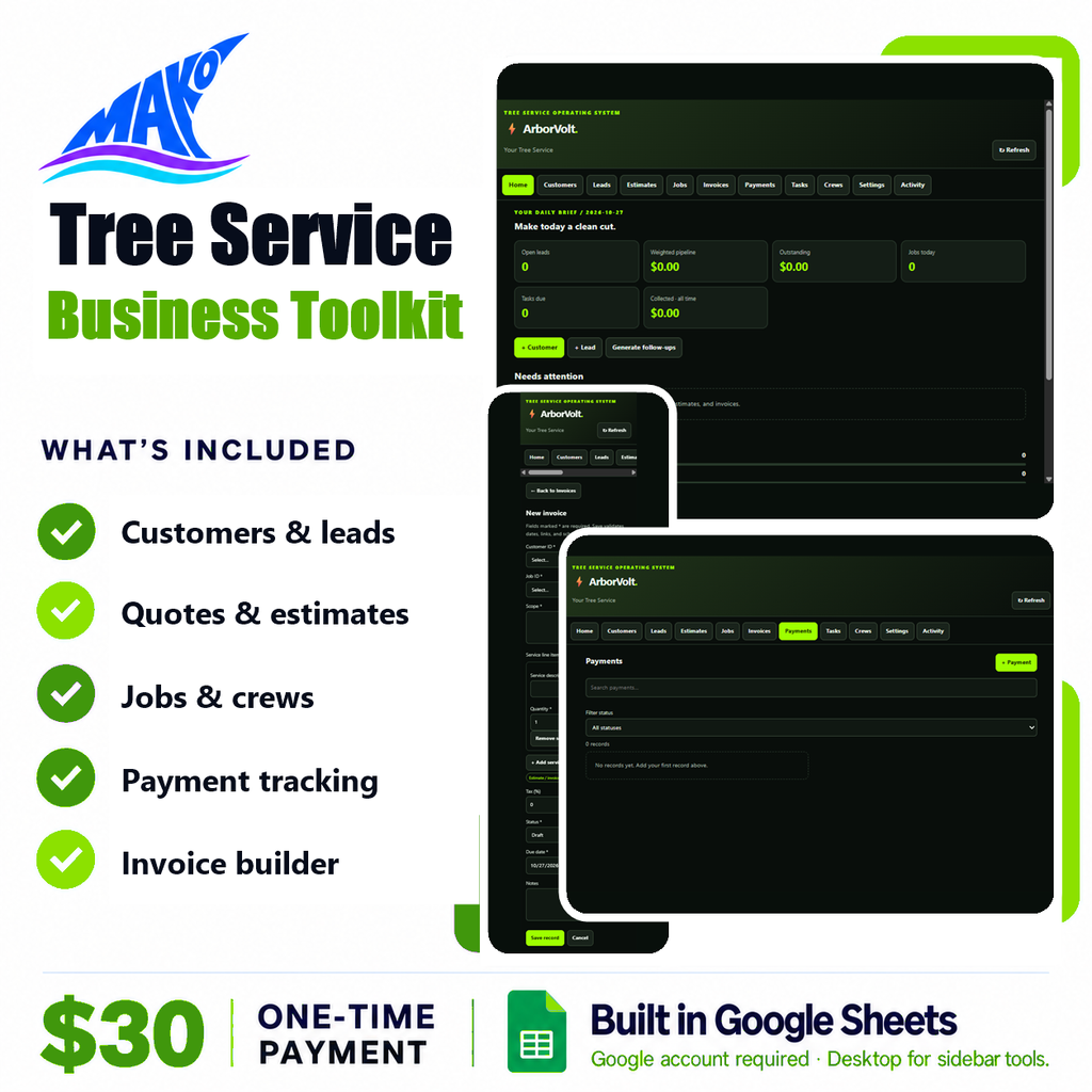 Mako Tree Service toolkit